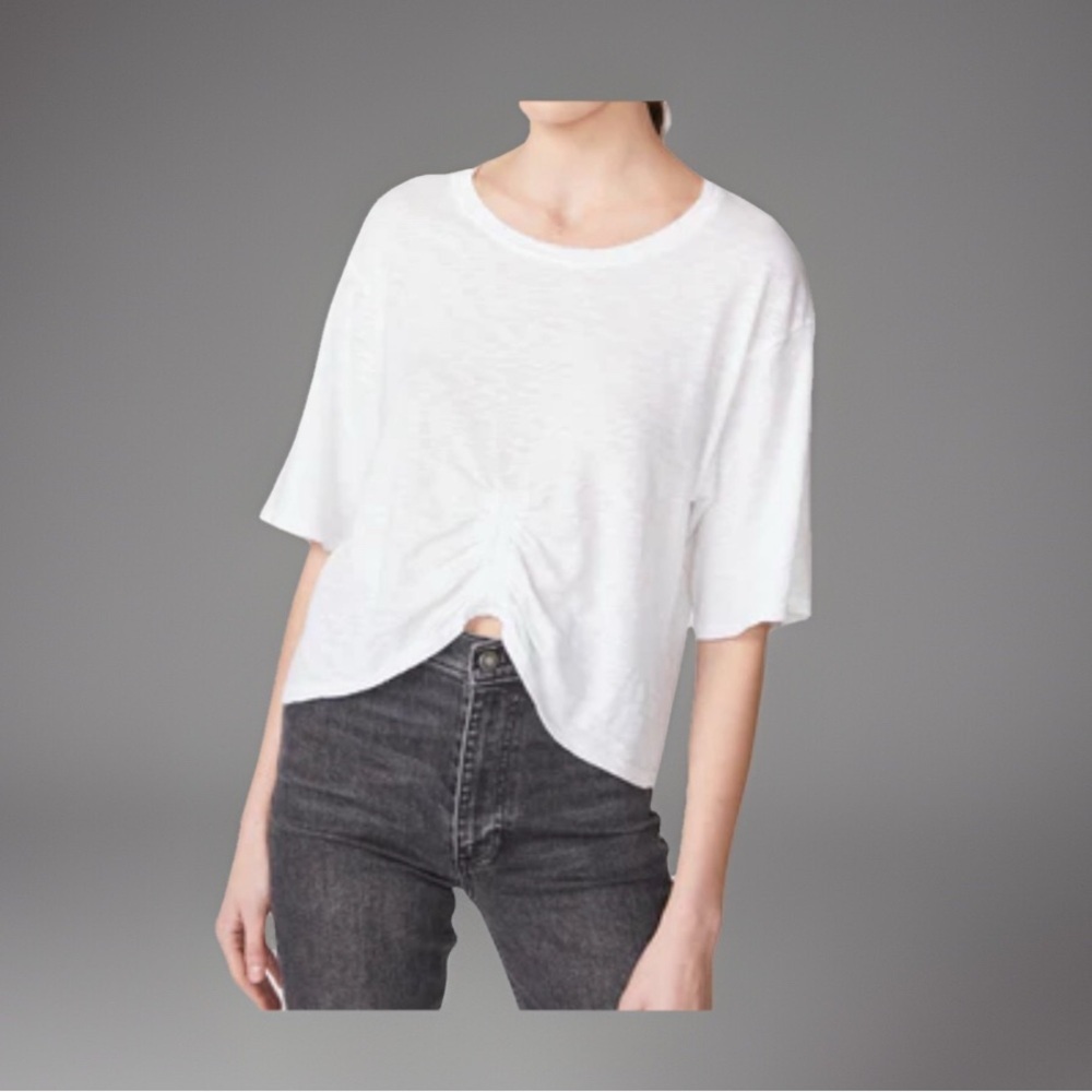 Stateside oversized white tank cinched mid center small